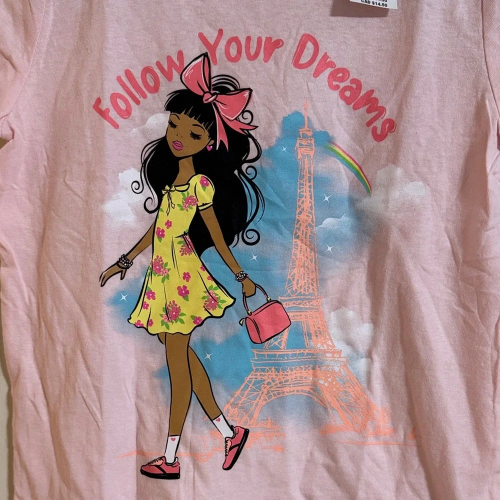 Children's Place Pink 'Follow Your Dreams' Eiffel Tower Tee Kids M